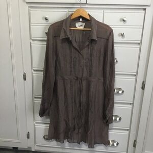 Pete & Greta Johnny Was Chocolate Brown Lace Embroidered Tunic Dress M